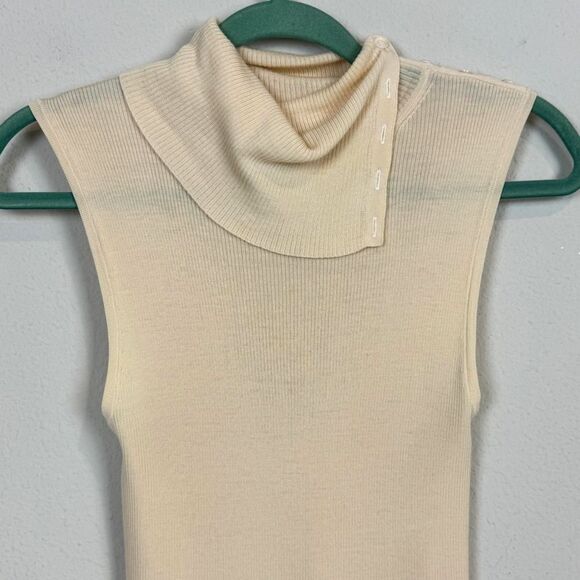 Theory Ivory Merino Wool Sleeveless Ribbed Sweater S - Picture 2 of 8